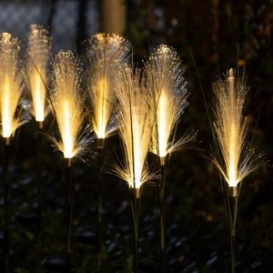 DÉCORATION LUMINEUSE Pwshymi Lampes solaires de jardin en roseau Le jar