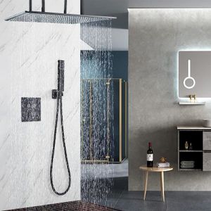Banio colonne de douche thermostatique Lami - noir mat avec tablette
