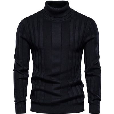 Pull Homme S XXL Col Roul Tricot Hiver en Maille Col Montant