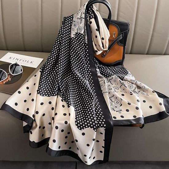 Lot De 4 Foulards Carrés En Satin 90x90 Cm - Imprimés Classiques - Pour Cheveux, Plage, Accessoire - Polyester Doux