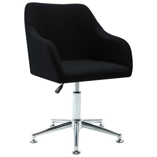 JM 1pc Chaise de salle à manger Design Scandinave pivotante Noir Tissu 55x53x(78-92)cm|9500