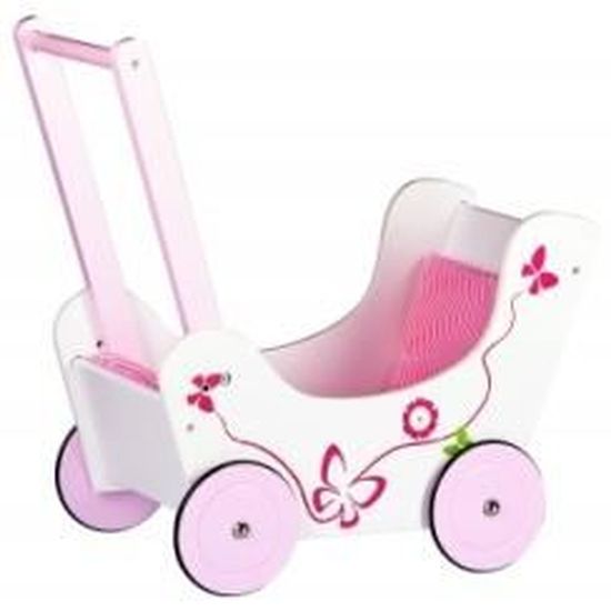 Chariot De Poupee Poussette Pour Poupee En Bois Cdiscount Jeux Jouets