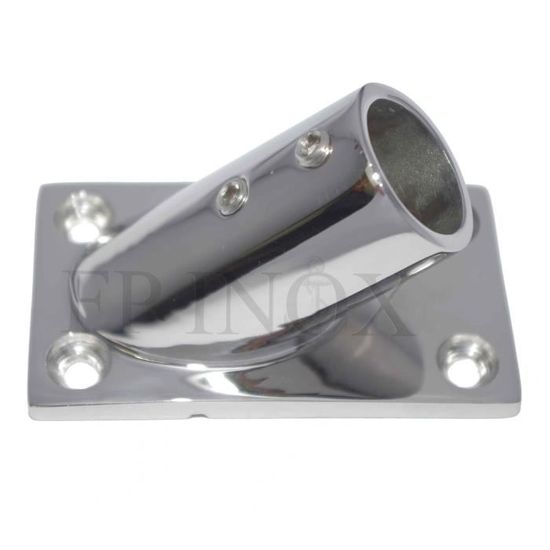 Barre Inox Embase Chandelier Rectangulaire à 90° 22mm, Embase 75x43mm KENT Embase/platine Rectangulaire 22mm Droite 90° Inox 316 Pour