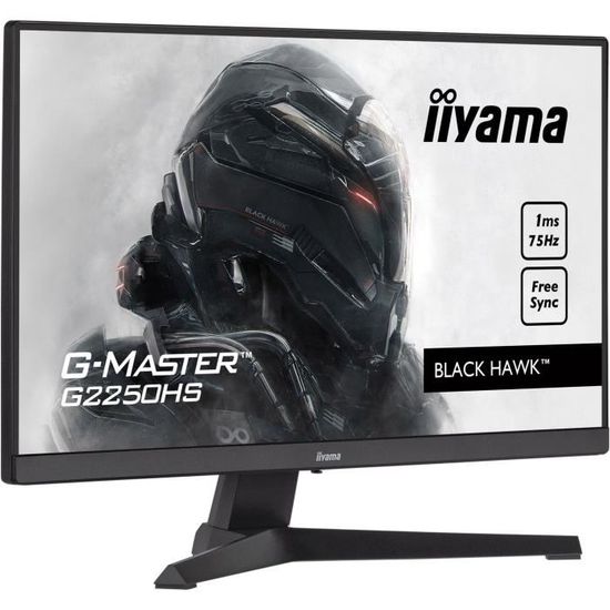 Ecran PC Gamer - IIYAMA G-Master Black Hawk G2250HS-B1 - 21.5" FHD - Dalle VA - 1ms - 75Hz - HDMI / DisplayPort - FreeSync
