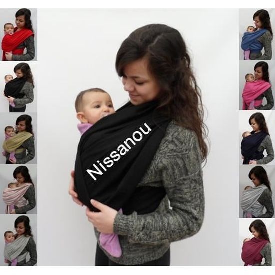 Echarpe De Portage Porte Bebe Sans Noeud Noir Cdiscount Puericulture Eveil Bebe