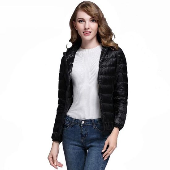 Doudoune Femme Légère à Capuche - Duvet De Canard - Coupe Slim - Blanc - Pour L'hiver Et Le Ski - 5