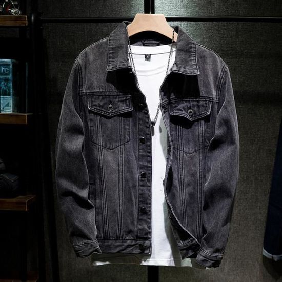 Veste en jean noir hotsell moumoute homme