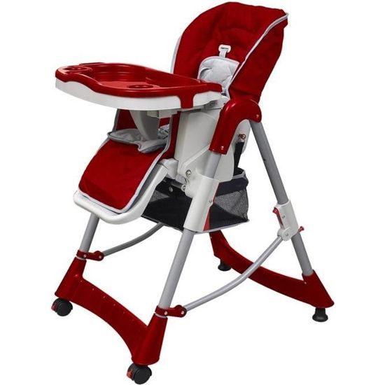 Chaise haute Deluxe et Réhausseur bébé couleur Rouge bordeaux