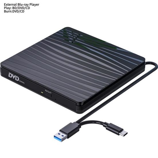 Lecteur CD-DVD-BD externe Blu-ray ChlorCD-DVD-VCD,graveur optique USB 3 ...