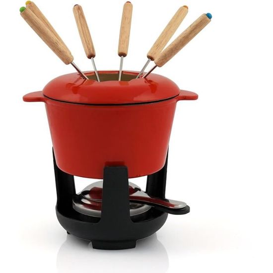 Service à Fondue Pour 6 Personnes - En Acier Inoxydable Avec Réchaud - Pour Fromage, Chocolat, Viande Ou Bouillon