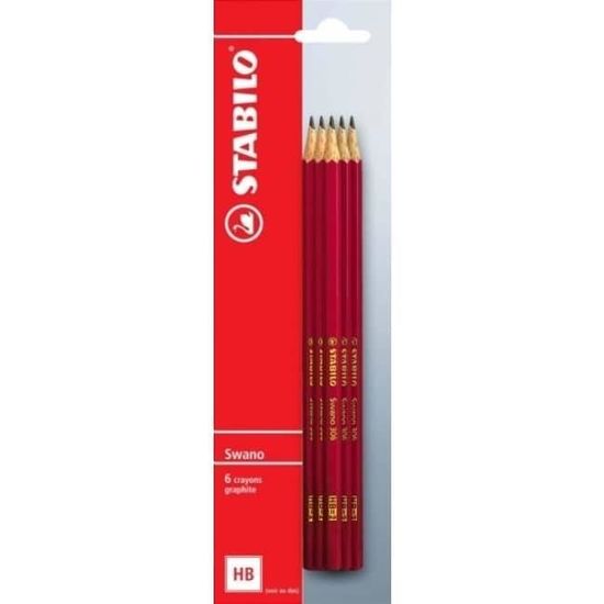 STABILO  6 Crayons Graphites Swano -HB- Bout gomme