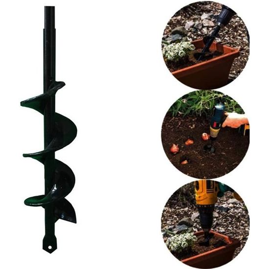 Tarière De Jardin Ø80 Et Ø40 Avec Gants - Foret Spirale Pour Perceuse, Plantation Et Trous De Poteaux