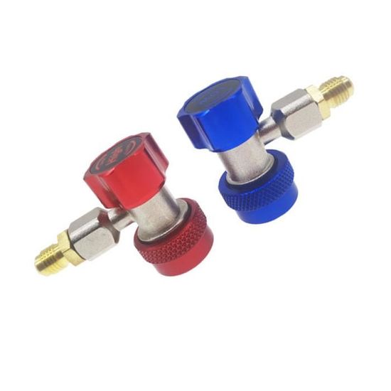 Kit 2 Connecteurs Rapides R134A – Coupleurs Haut/Bas Pour Climatisation Auto, Adaptateurs Charge & Diagnostic