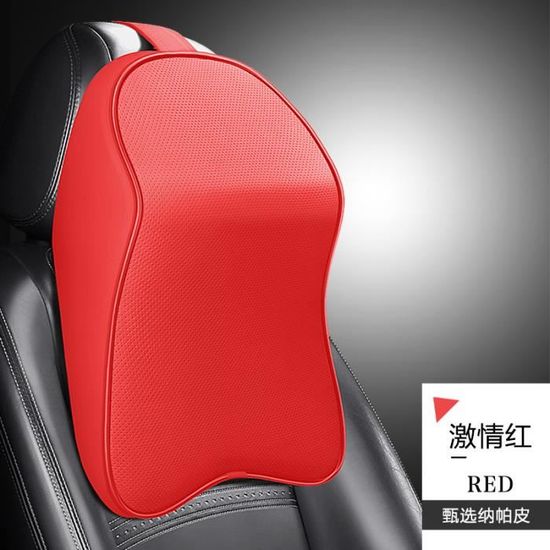 Appuie-tête De Voiture Tolenre En Cuir Synthétique - Rouge - 28x18 Cm - Confortable Et Anti-fatigue Pour Longs Trajets