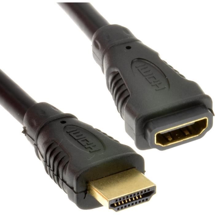 Câble RF Mâle-femelle 0,5 M Pour TV Numérique Terrestre - Rallonge Ou Coupleur Pour Antenne, Connectique Noire