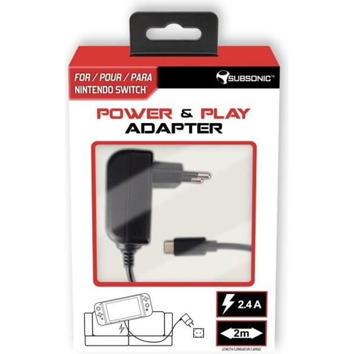 Subsonic Chargeur secteur Type C pour Nintendo Switch Console et Accessoires Power & Play adapter