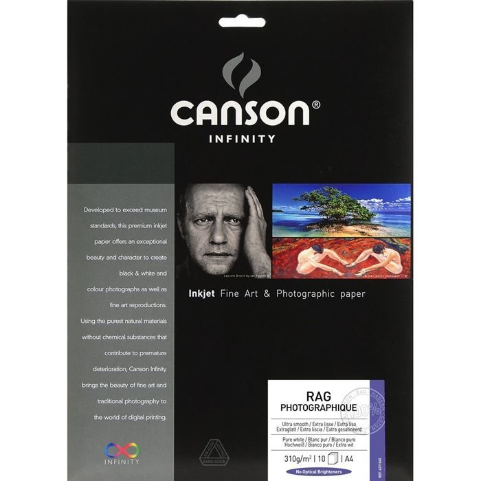 Papier Photo d'Art - CANSON - Rag Photo - 310 g/m² - 10 feuilles - Format A4