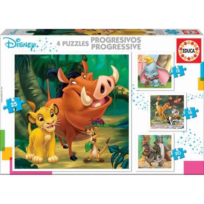 Puzzles Progressifs Disney Animals - EDUCA - De 9 à 25 pièces - Pour Enfants