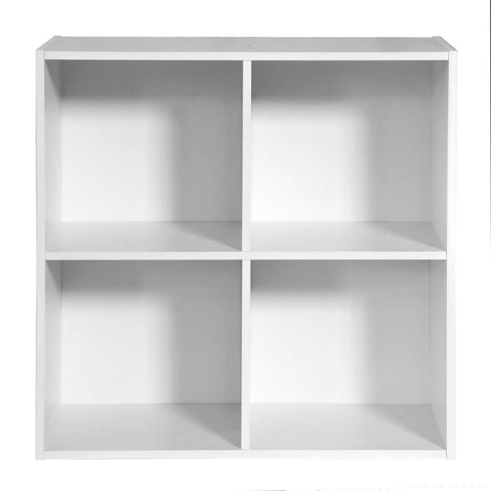 Meuble Rangement Blanc 3 Niches 2 Portes WERKA - 180x60x29cm