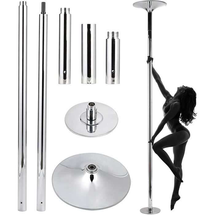 Barre de Pole Dance de Diamètre 45mm Réglable 2,2m-2,7m avec Capacité de 200KG en Acier Inoxydable pour Dance Exercise Fitness
