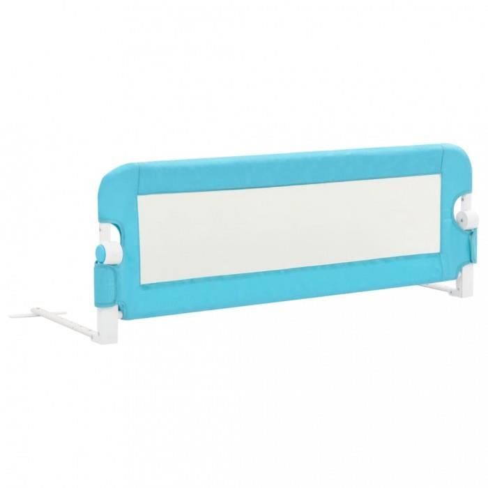 Magnifique Barriere de securite de lit enfant Bleu 120x42 cm Polyester