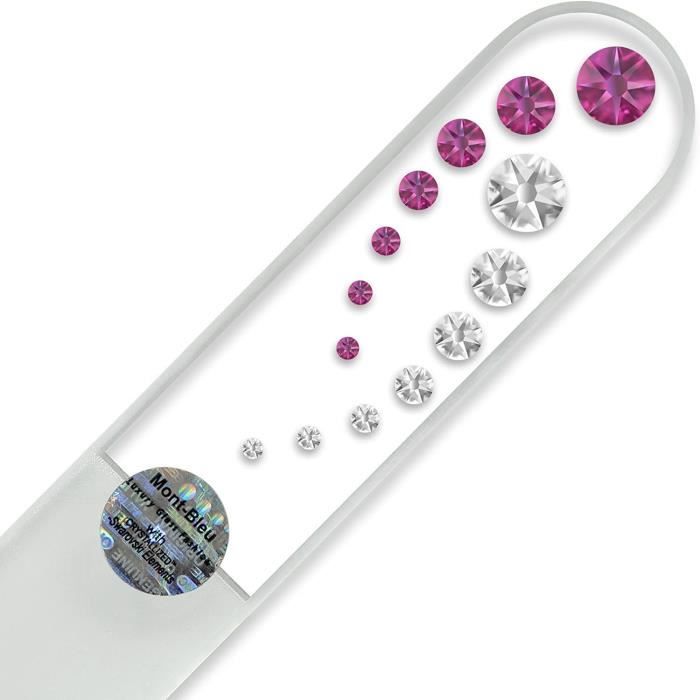 AJW-Grande lime à ongle en verre ornées à la main de cristaux de Swarovski Elements pochette en velours noir | Véritable verre[1114]