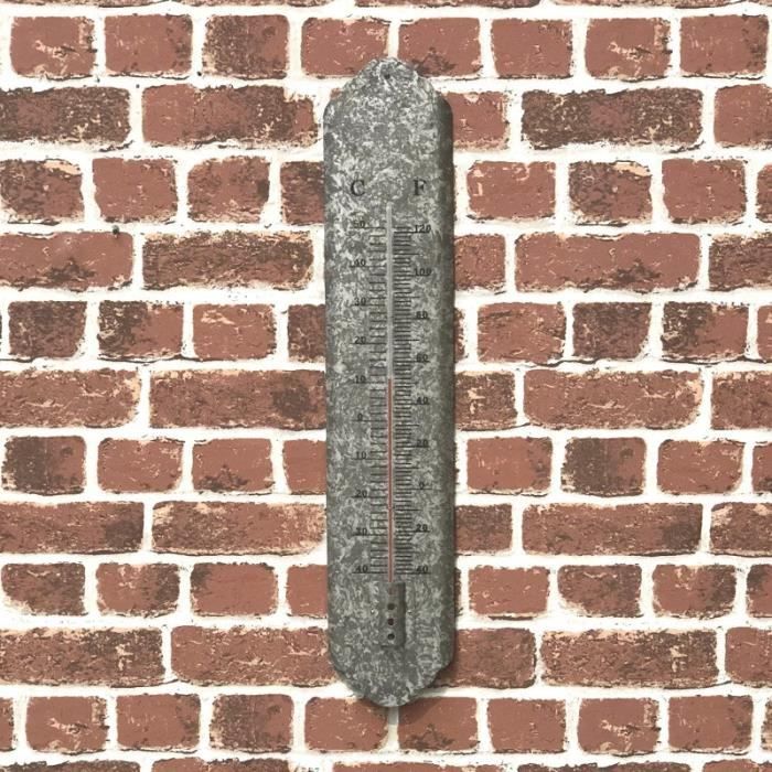 Style Ancien Grand Thermomètre Gris Murale Extérieur Intérieur 61 cm - 10-thermo