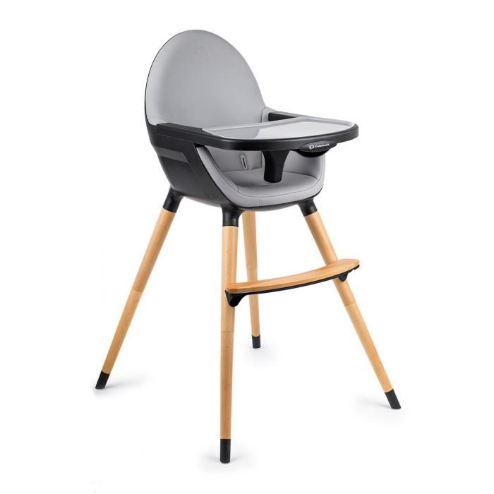 KINDERKRAFT Chaise haute bébé évolutive - 2 en 1 - Plateau réglable - Tablette amovible - Noir