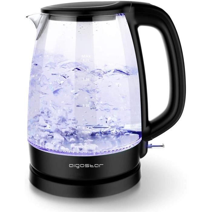 Aigostar Adam 30GOM - Bouilloire électrique en cristal avec illumination LED, capacité de 1,7 litres, puissance de 2200W, sans BPA e