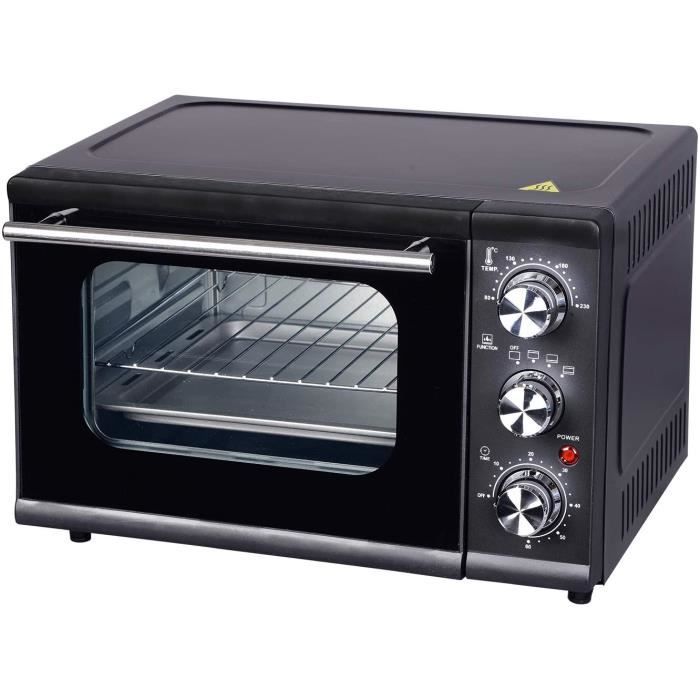 WOLTU BF04sz Mini-Four Four Compact avec Grille et Plaque de Cuisson, 1300W, 15 litres, Noir