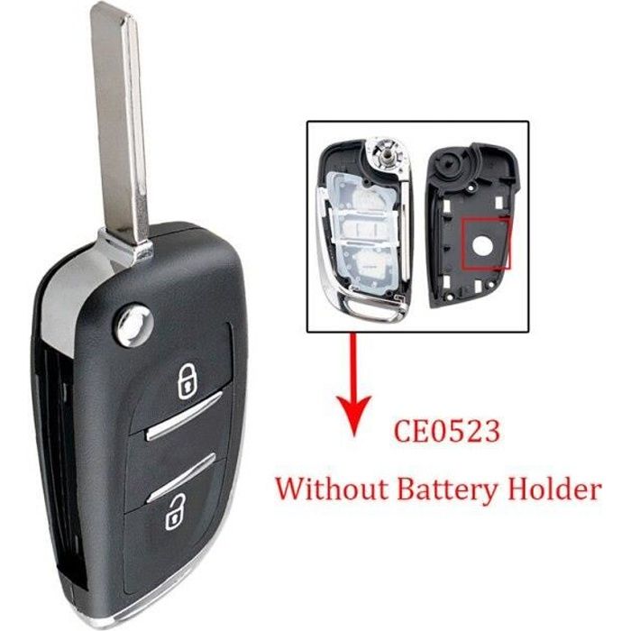 Remplacement de clé de voiture 2 boutons CE0523 coque de clé pliable modifiée avec lame de HU83, adapté à Peugeot 306 4*QK3140