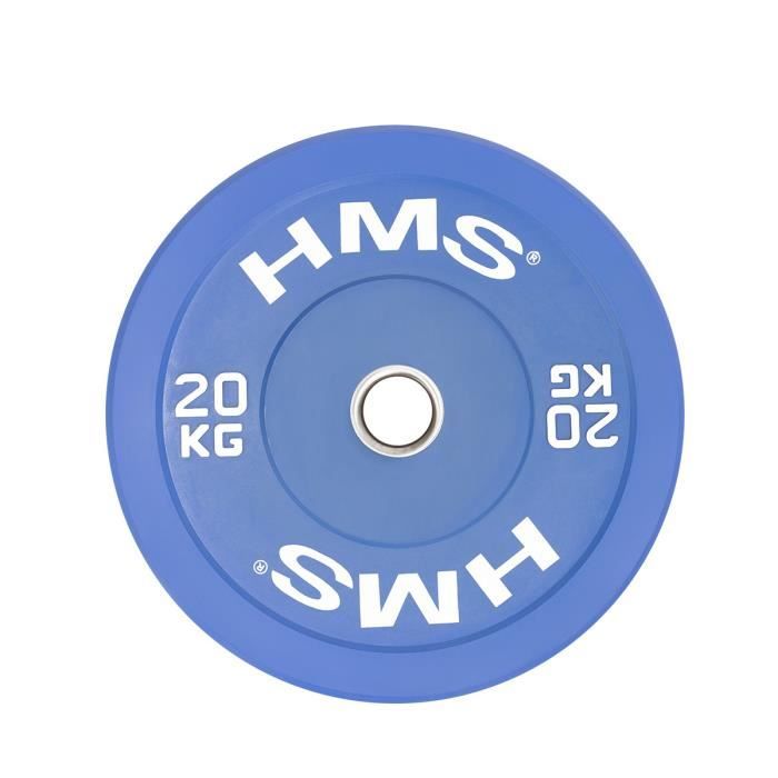 HMSPORT - Disque Bumper Olympique bleu 20 kg - Musculation - Poids pour barre pleine - Équipement sportif - Salle de fitness - Bleu