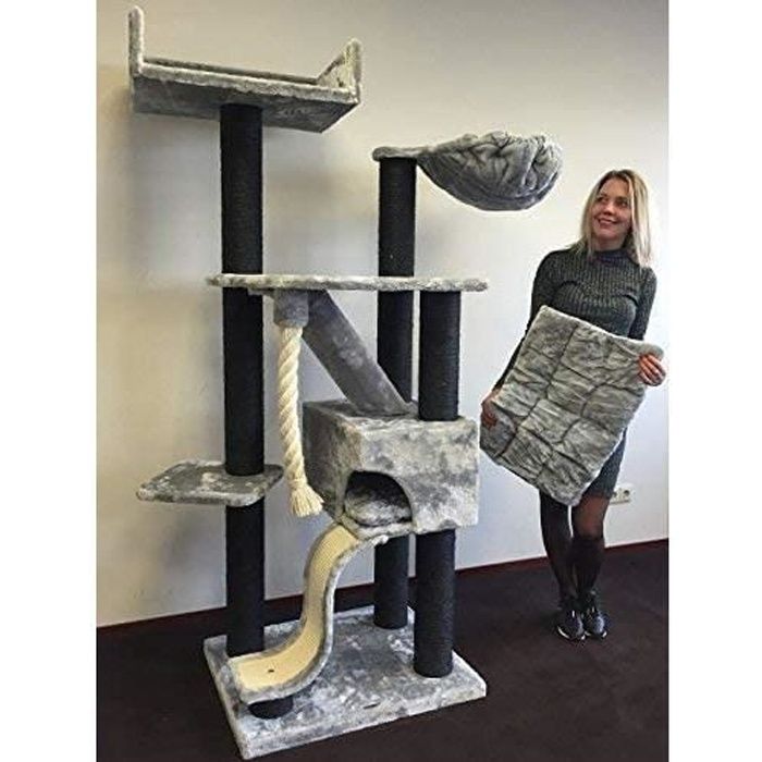 Arbre a Chat XXL geant Kilimandjaro de Luxe Blackline Gris Clair griffoir Arbres pour Grand Gros Chats maine coon Solide à Grande
