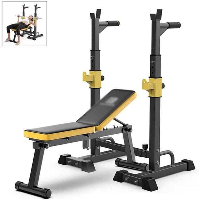 BANC DE MUSCULATION Fitness Support De Squat Réglable Et Banc De Musculation Développé Couché Domest76