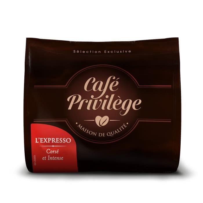 Café Privilège - Dosettes Café L'Expresso pour Senseo® - Mix Arabica + Robusta - Corsée et Intensité 10/10 (Lot de 144 dosettes)
