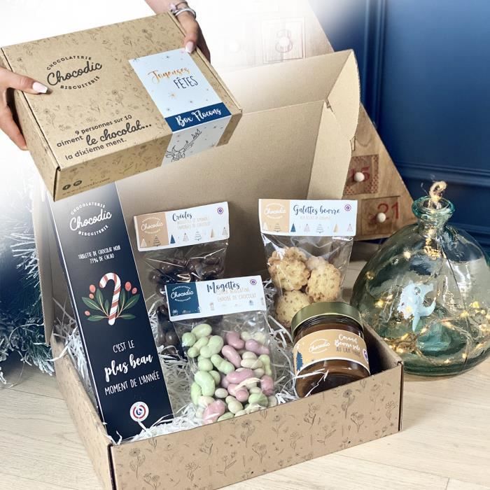 BOX FLOCONS CHOCOLAT NOEL - CHOCOLAT DE NOEL - CADEAU PERE NOEL - CHOCOLAT ARTISANAL