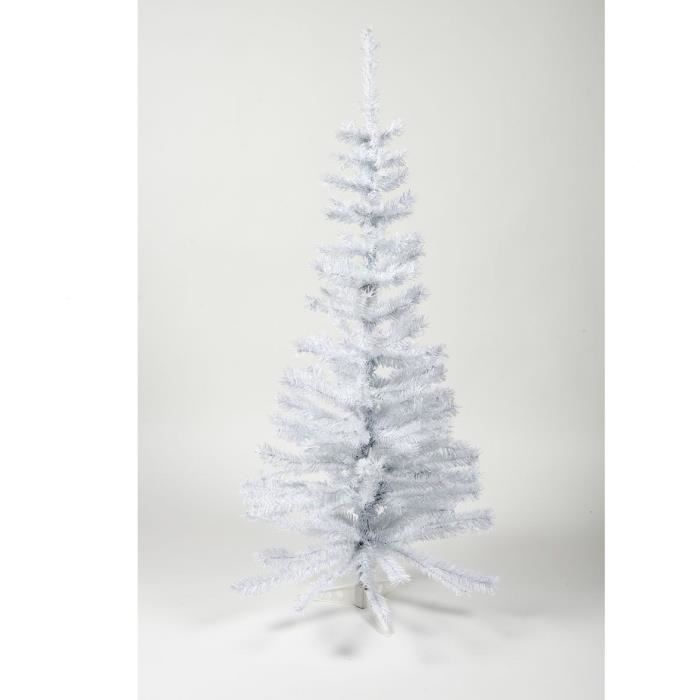 Sapin de Noël artificiel - H 120 cm - 150 branches - Blanc colorado - Avec pied plastique