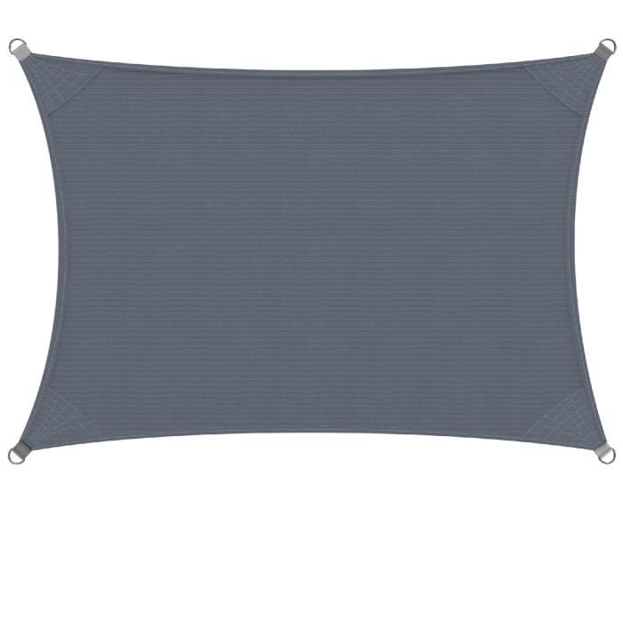 Voile d'ombrage Auvent PEHD Rectangulaire 3x4m Anthracite Jardin balcon terrasse