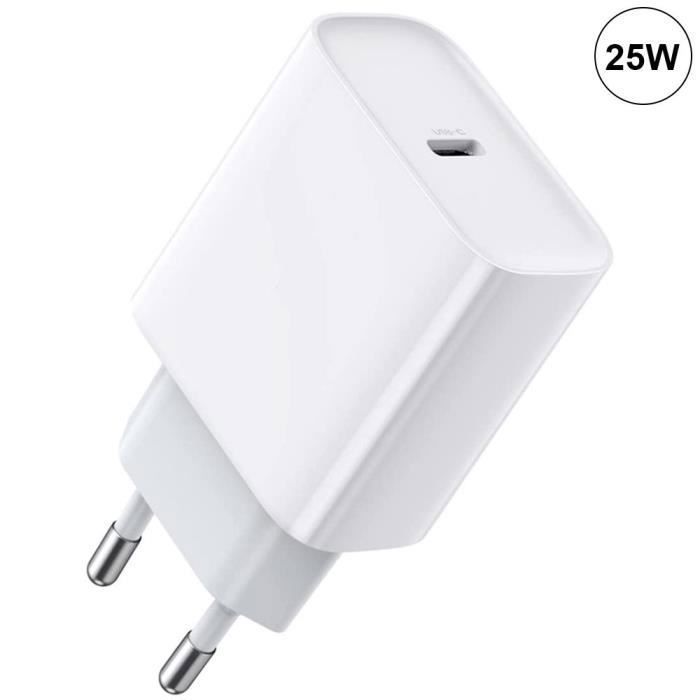 Chargeur Adaptateur 25W Rapide USB-C pour OPPO A54 4G-5G A53S A53 A52 A16S A16 A15 - Blanc