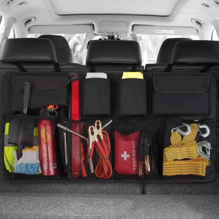 Organisateur de voiture rangement voiture - [super capacité] organiseur voiture, équipé de [elastic net & 4 Bâton magique] coffre r