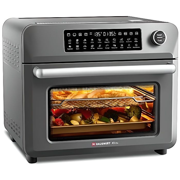 HAUSWIRT Friteuse sans Huile à Air Chaud 25L, Mini four 1600W, 20 en 1 avec Affichage LED, Déshydrateur de Fruits, Grill, 6