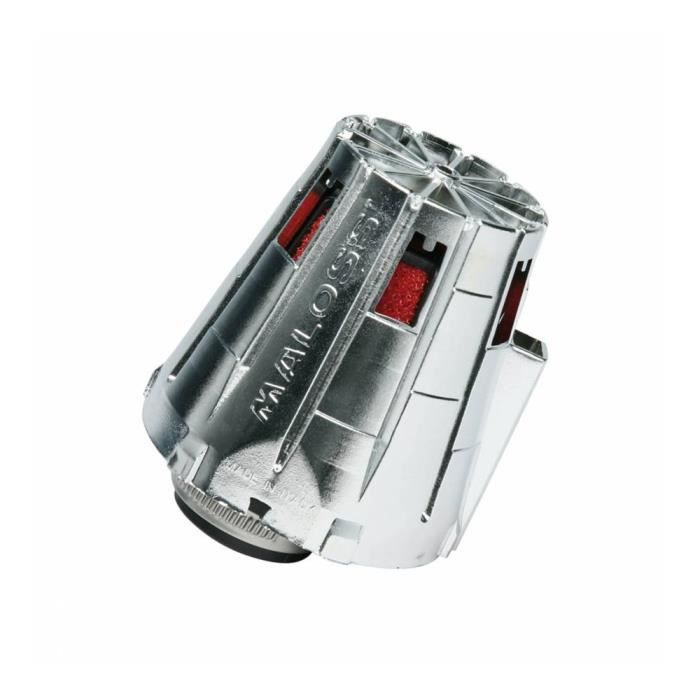 Filtre a air malossi e 5 droit decentree pour phbg 15-21 couvercle chrome mousse rouge (sauf peugeot)