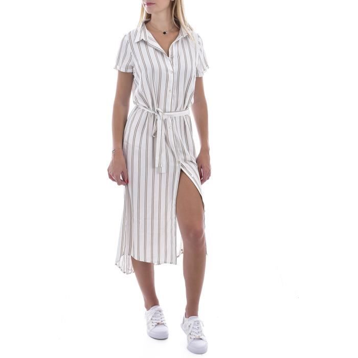 DEELUXE CLEMENCE - ROBE LONGUE CHEMISE FINES RAYURES