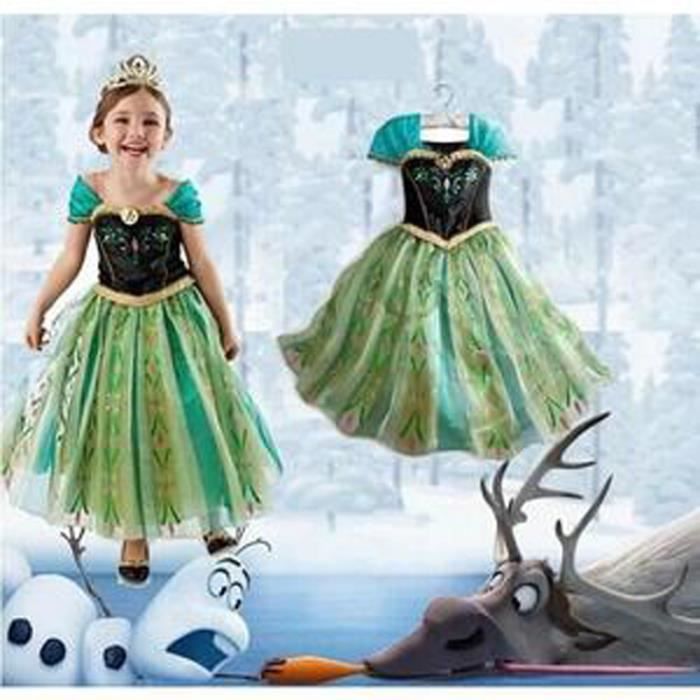 Robes Enfant Princesse Anna La Reine des Neiges Cosplay Costume 2-3 ans