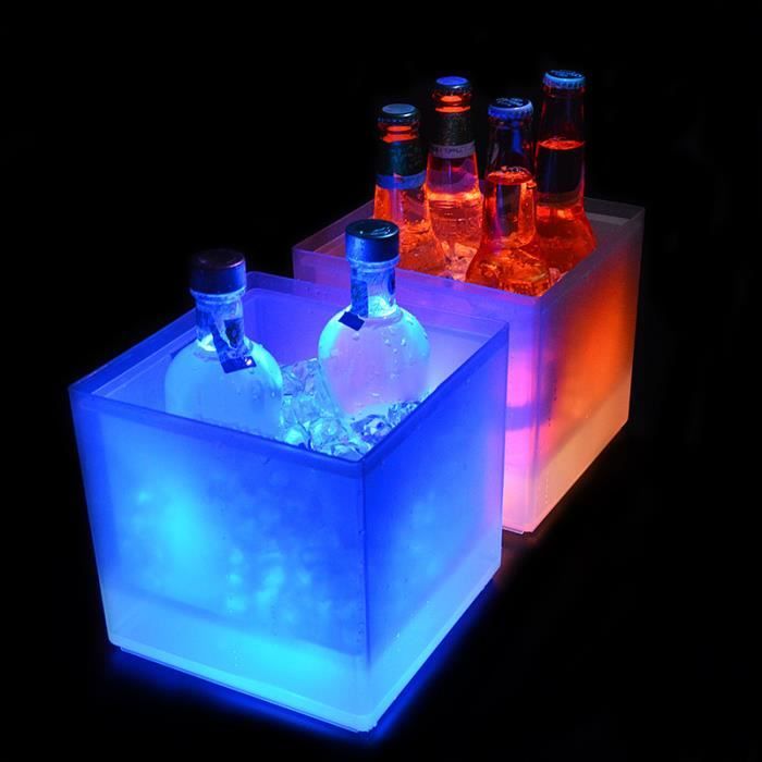 Seau à glace LED pour KTV bar, refroidisseur à vin, champagne, eau, jus,vin Champagne Transparent Luminescent (Coloré)