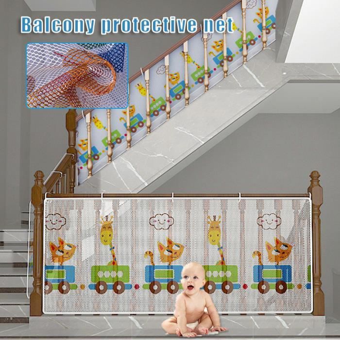 Filet de Protection Balcon pour Bébé et Enfant, Filet de Sécurité pour Balcon et Escalier, Solide et robuste - 200*77cm