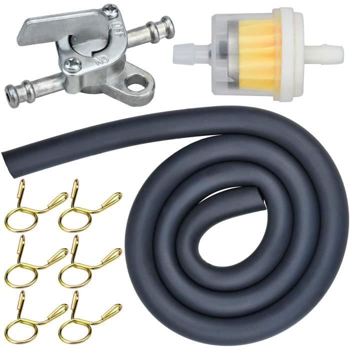 Kit Filtres à carburant+45cm Ø4mm Universel Conduite de Carburant+6 Serre-joint à Tuyau+Commutateur de Carburant de Réservoir de Gaz