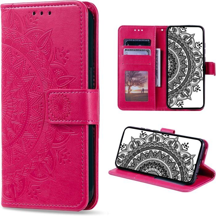 SATURCASE Rétro Givré PU Cuir Magnétique Flip Cover Portefeuille