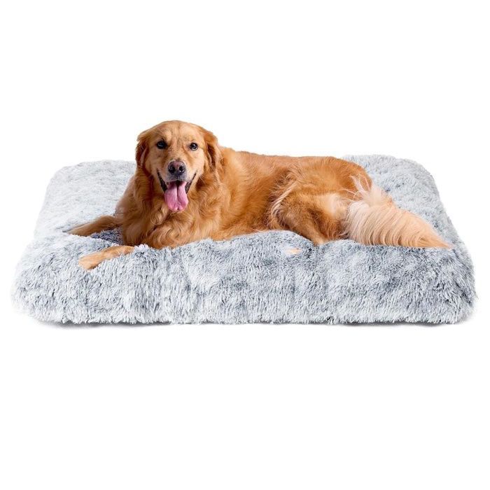 Comparer les prix de Lit pour Chien Grande Taille XXL 110x75cm, Moelleux Lit pour Chien Peluche, Gris Claire
