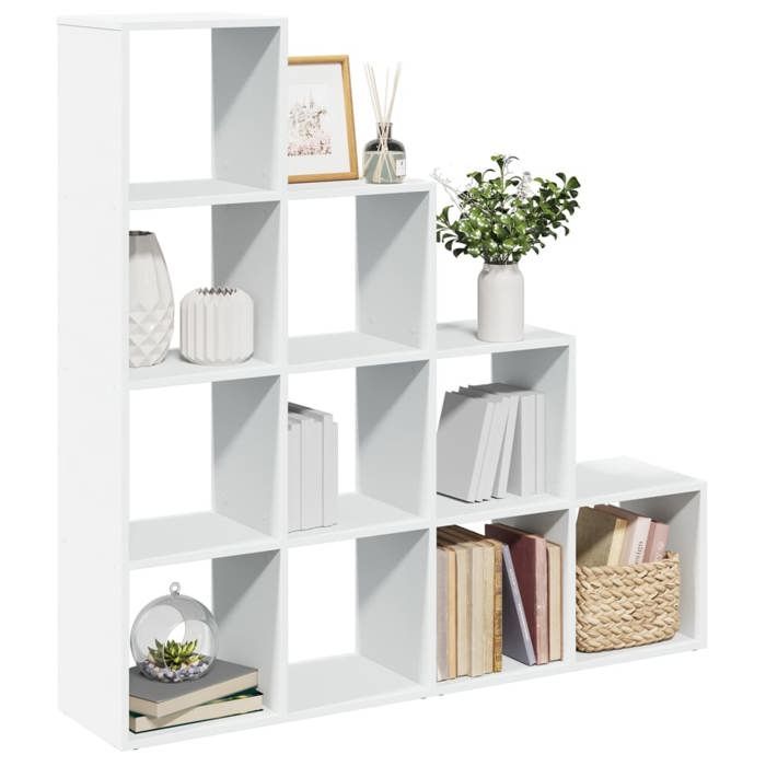 vidaXL Étagère séparatrice de pièce à 4 niveaux blanc 1315x29x1315cm étagère étagère à livres étagère de rangement 857967